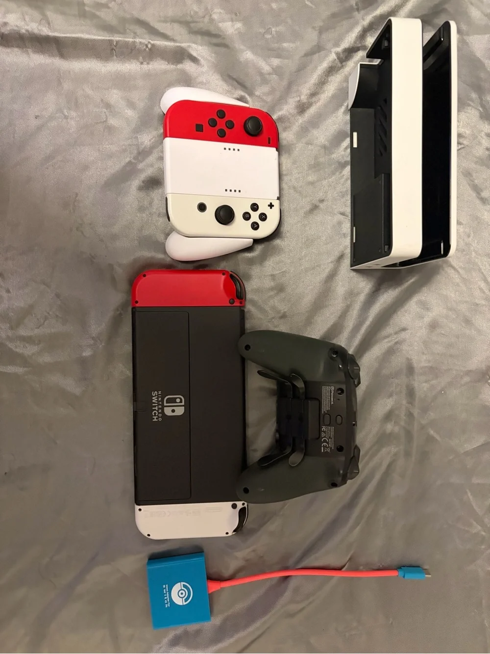 Nintendo Switch OLED System with Red and White Joy-Con & White Pro Controller